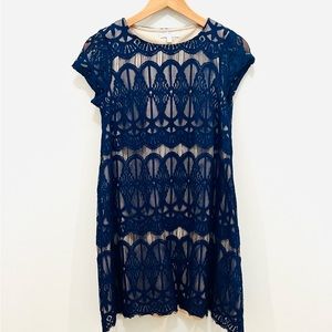 Love, Fire Navy Blue Lace Dress size XS